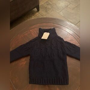 NWT Zara Knitwear Dark Blue Cable Knit Cowl Neck Sweater